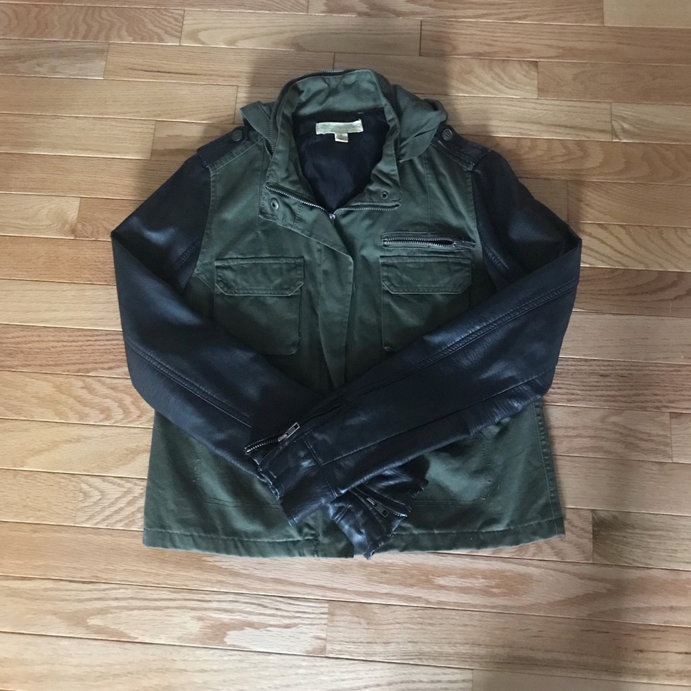 Faux leather sleeve jacket